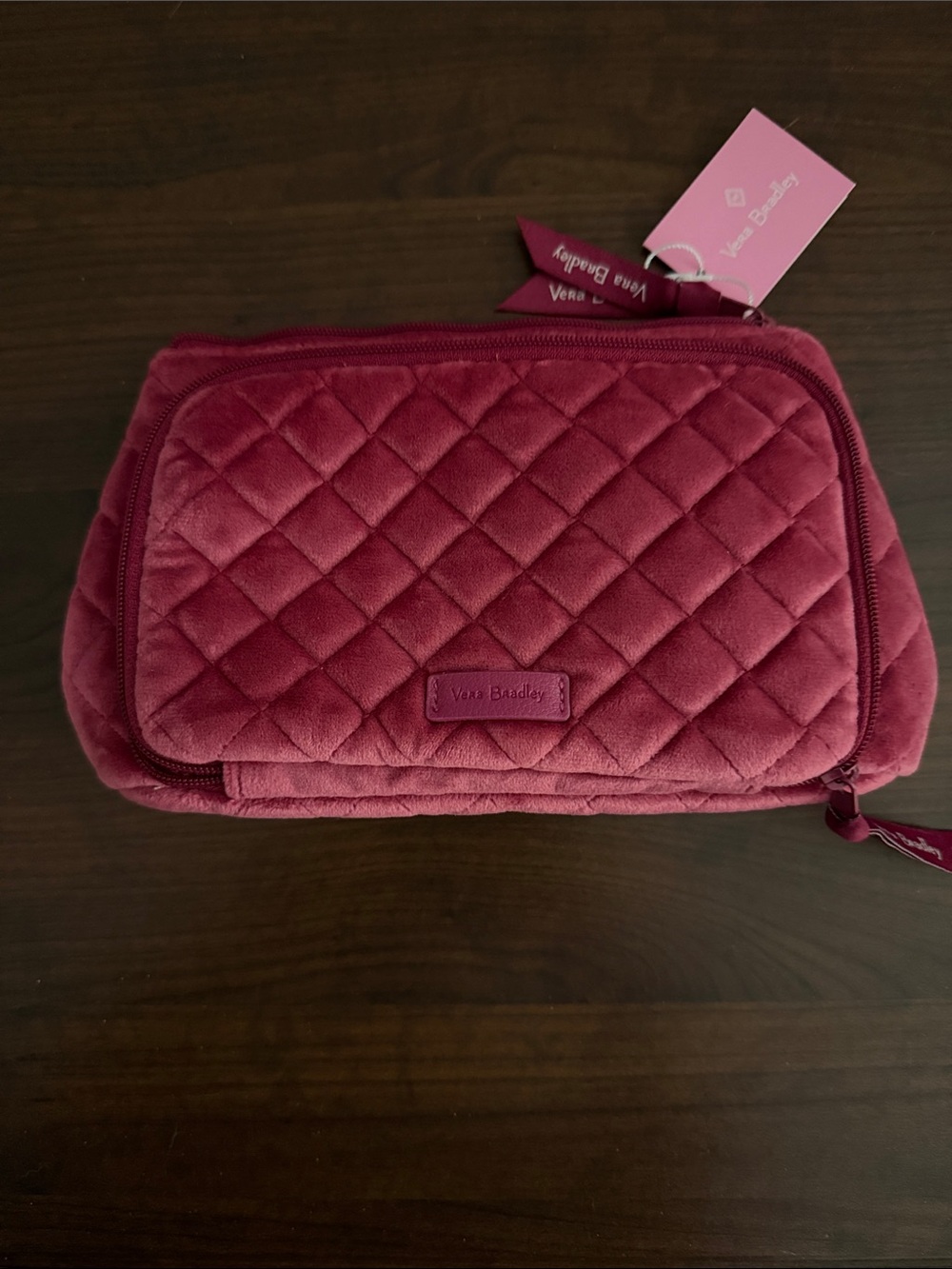 Vera Bradley Quilted Velvet Cosmetic Pouch - Berry Plum